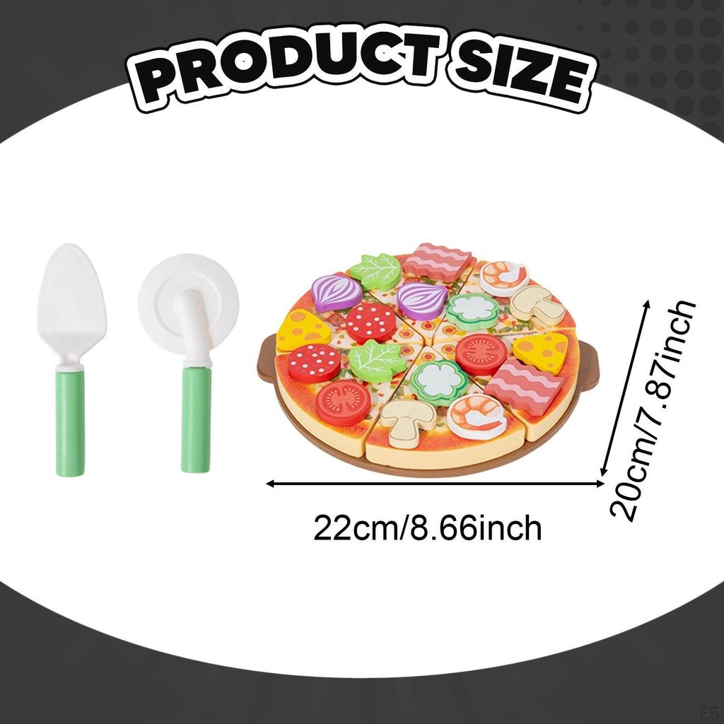 Pizza Set, Play Kitchen Accessories, Role-playing, Color Learning, Realistic Serving Toy,