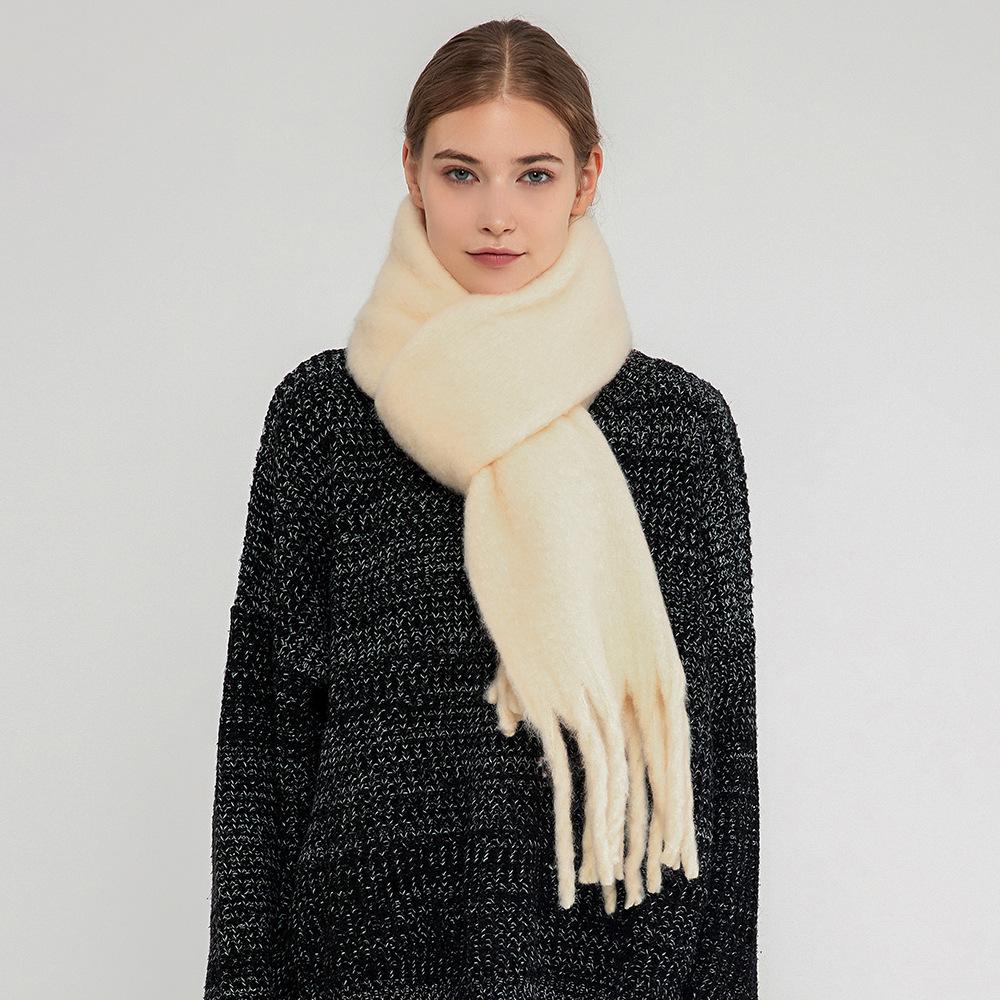 

Wool scarf women s new autumn and winter solid color soft waxy mohair scarf scarf neck thickened warm shawl
