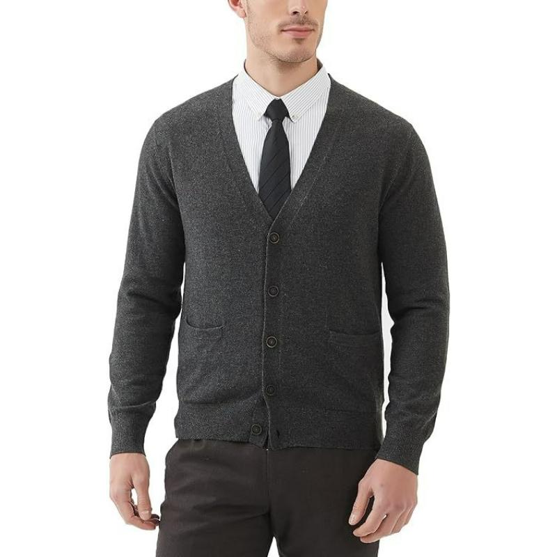 

Мужской вязаный кардиган из смесовой шерсти, вязаный жилет с длинными рукавами, куртка, мужской кардиган S темно серый