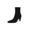 Black fashion simple elastic thin boots 2025 autumn and winter new square head thin heel sleeve one pedal small short boots women