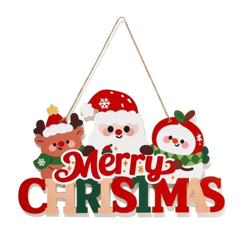 3D Wooden Christmas Door Sign Light Up Wooden Christmas Ornament Party Supplies