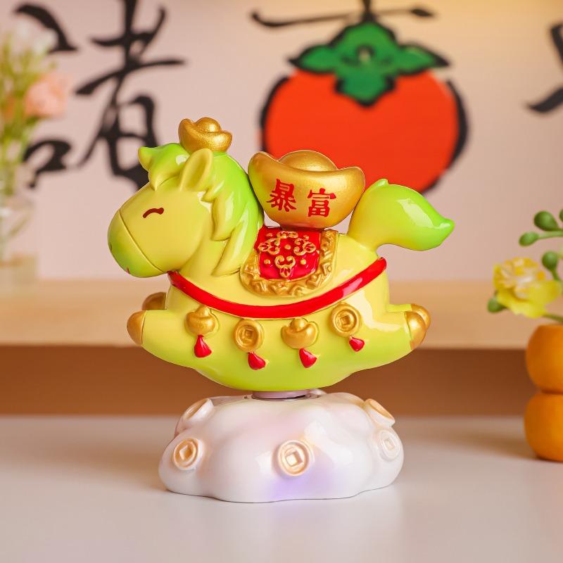 Xiaoma CAI CAI Rotating Fun Table Decoration, Xiaoma Doll, Horse Year Zodiac Figurine