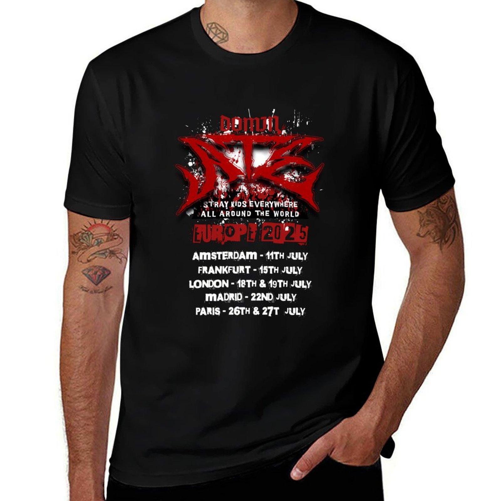 

World Tour DominATE Europe S.t.r.a.y K.i.d.s 2025 Concert T-Shirt sports fans black t shirts for men 4XL