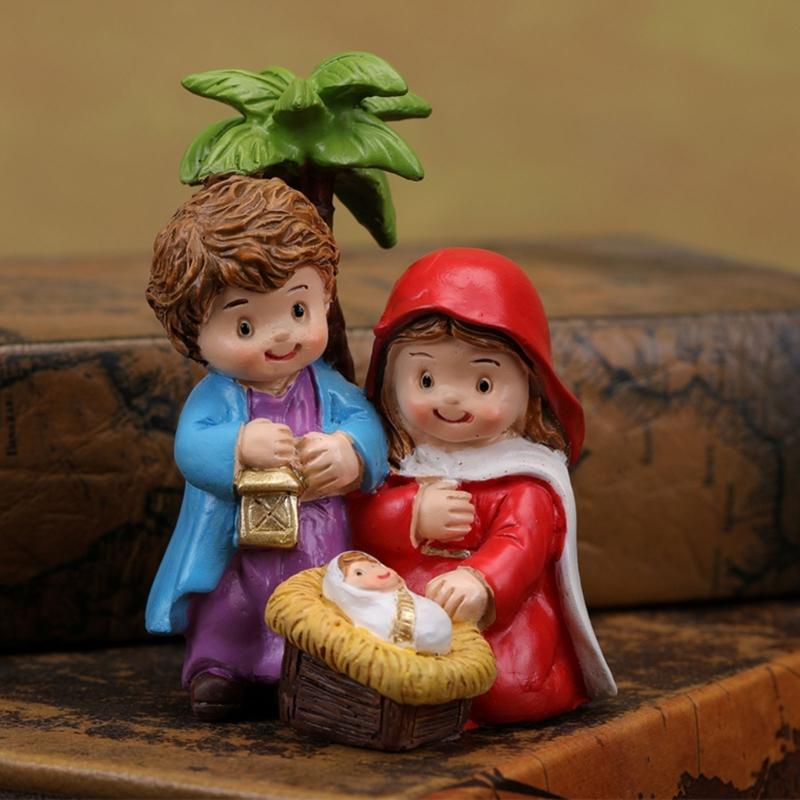 Elegant Nativity Scene Figurines Set for Christmas Home Decoration On Tables and Fireplaces Ornament