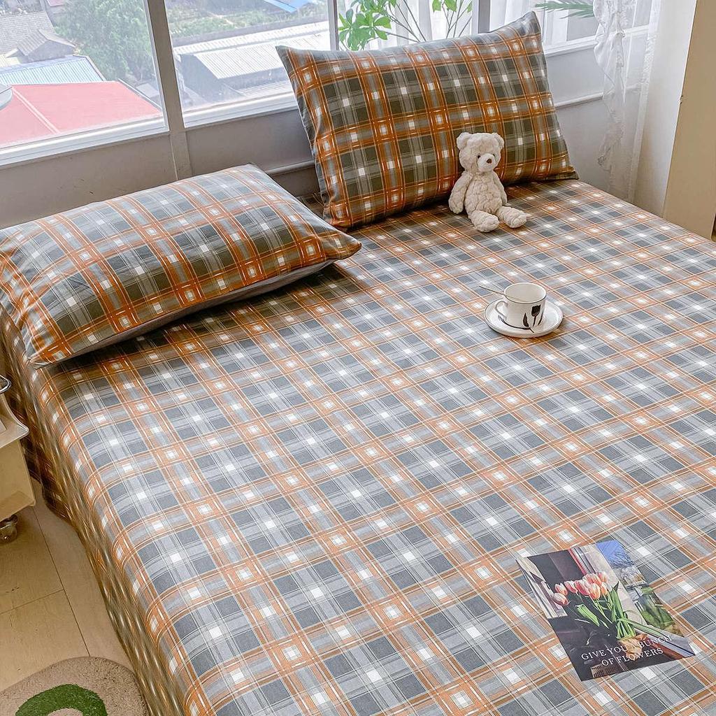 Pure Cotton Three-Piece Bed Sheet Set - Coarse Cloth, Fitted, Suitable for Dorms and Babies