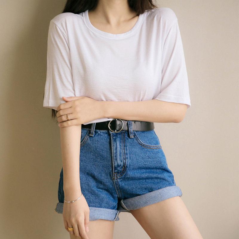 Wubi Women's High-Waisted Korean Style Denim Shorts for Summer