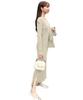 Okabe Knit Elegant and Size Straight Natural White [Kobe Lettuce][Ayumi Collaboration] Women's Dress, High-Quality, Fall/Winter [E3298] M, V-Neck,