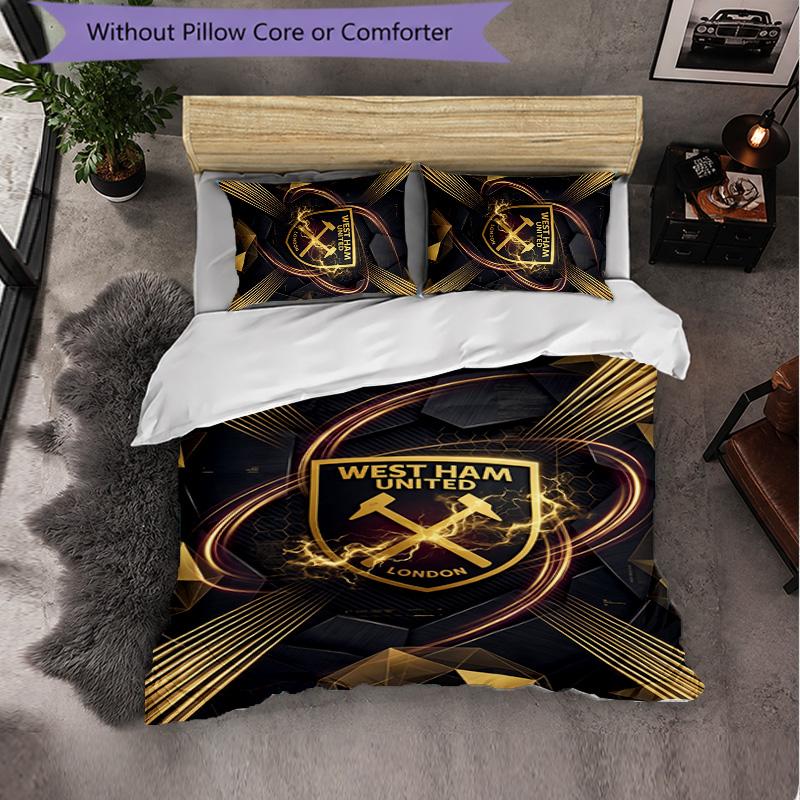 West Ham United Calcio Set Biancheria da Letto 3 Pezzi Morbido Set Copripiumino con Federe Set Decorazione Camera da Letto per la Casa