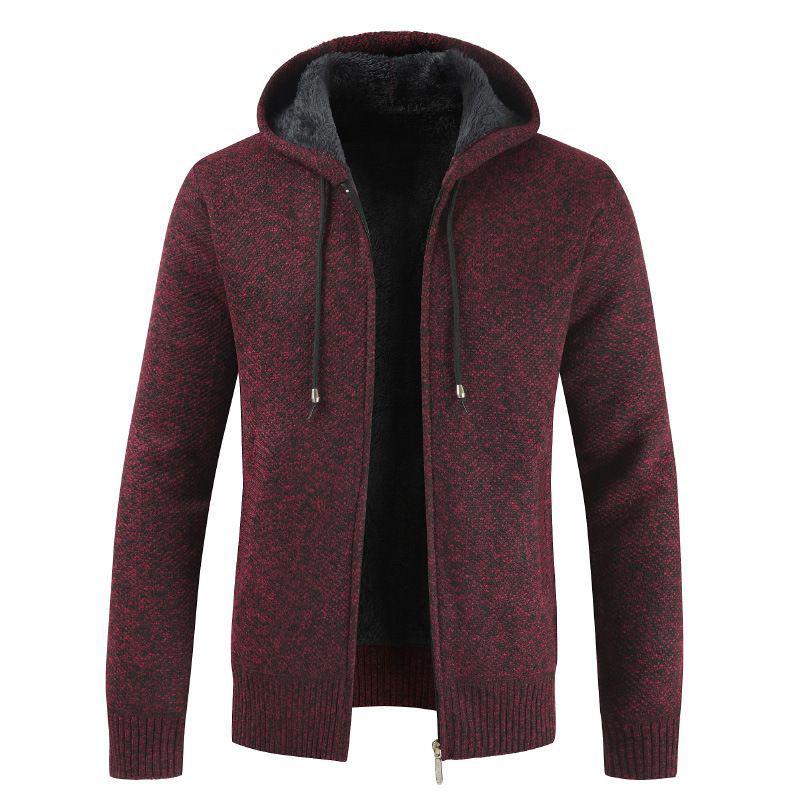Stylish Men's Sweater Hoodie Featuring Long Sleeves And Plush Plaid Lining For Winter