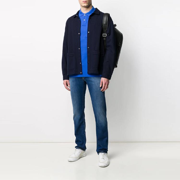 Polo Ralph Lauren Embroidered Logo Pattern Loose Fit Short Sleeve Polo Shirt Men tops Blue 710795080-014