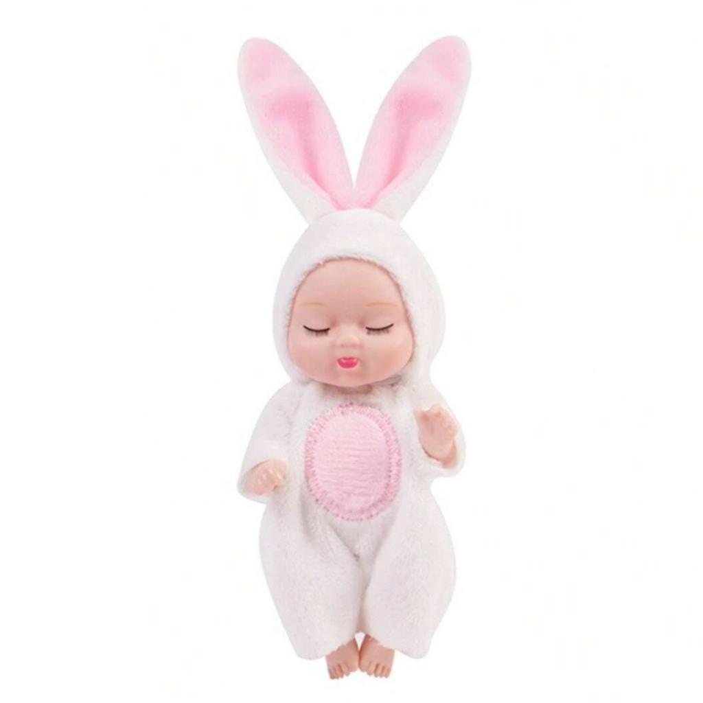 1/Pcs 4-Inch Mini Baby Reborn Doll 6-Piece Gift Set Cute Baby Doll Toy With Animal Clothes Can Sit Or Lie Down