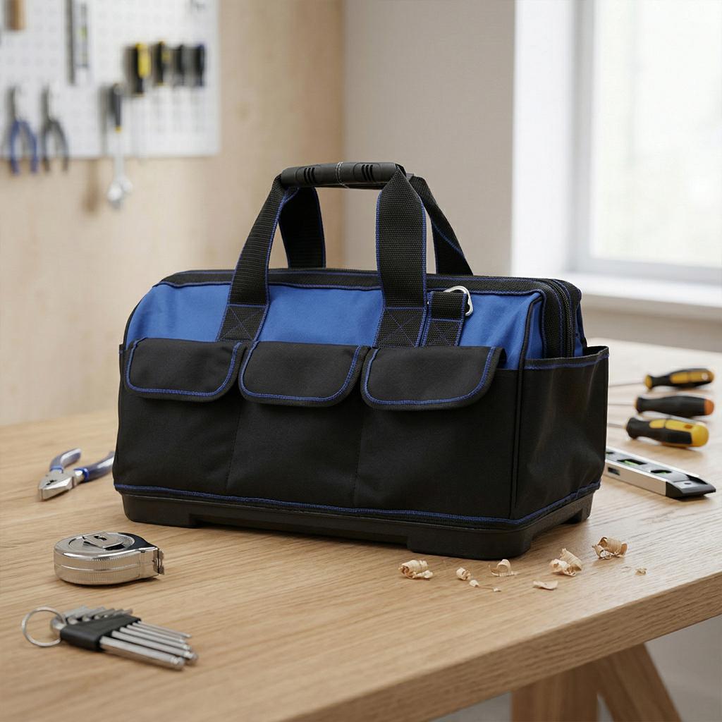 Heavy-Duty Repair Tools Bags Waterproof Hard Bottom MultiPocket Toolkit Wear-Resistant Wide Mouth Tote for Various Instrument