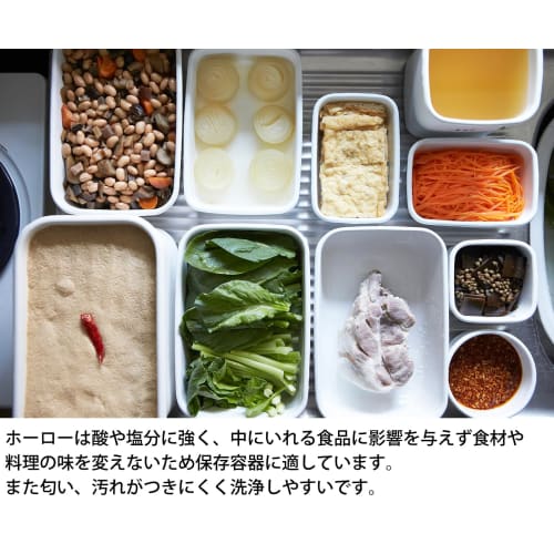 Nodahoro Enamel Storage Container, Heat-Resistant, Square, Medium Size, with Seal Lid, See-Through, White Series, Made In Japan (WS-M)