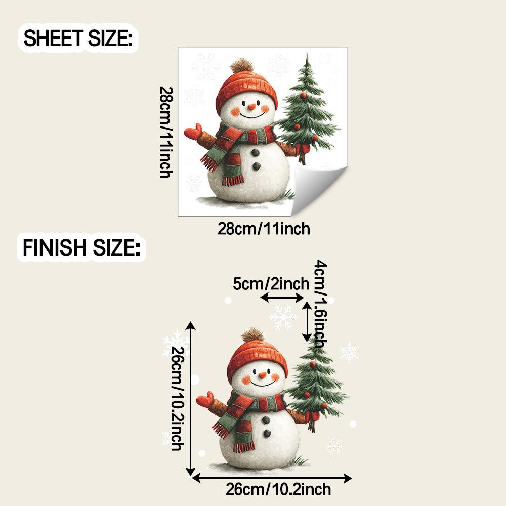 

Мультяшный снеговик и рождественская елка, украшающие наклейки на стекло для дома