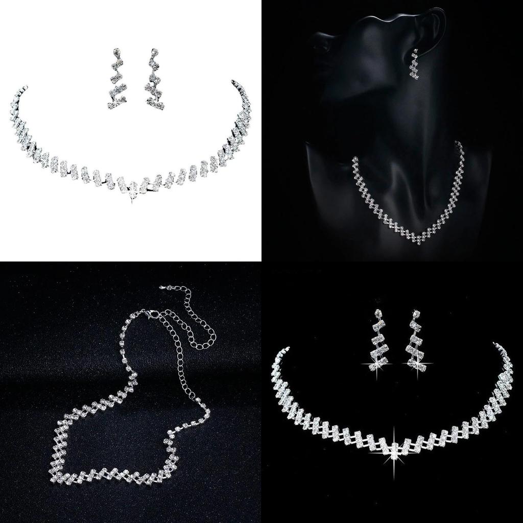 Minimalist Water Cube Necklace And Earrings Set For Brides And Women