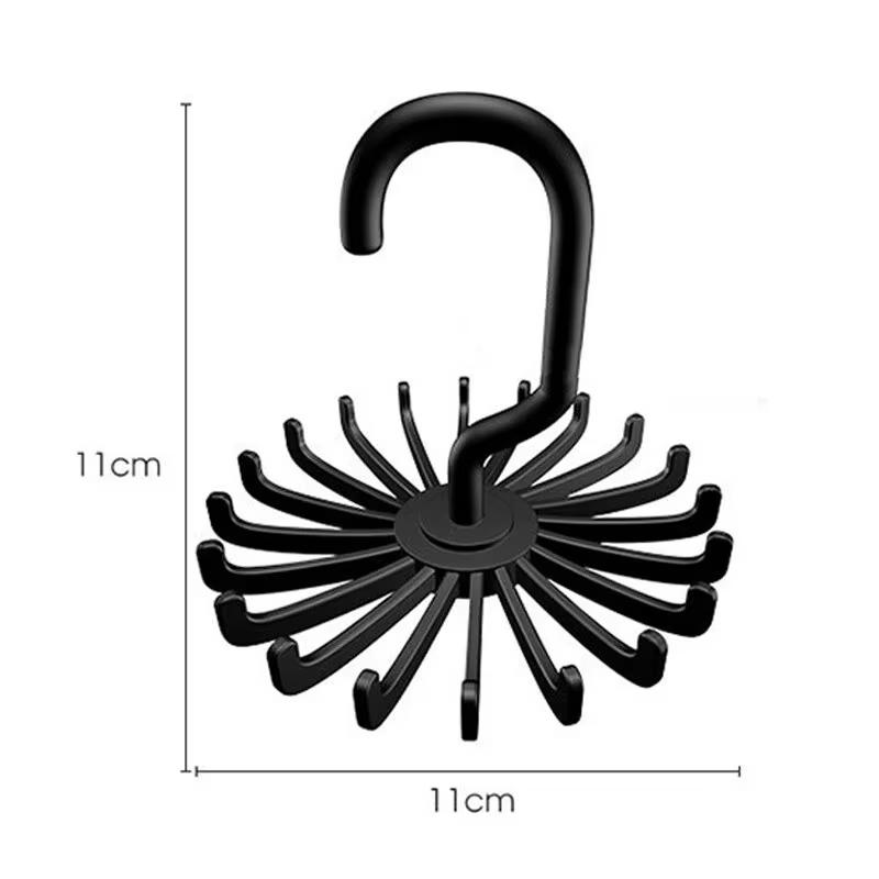 20 Claw 360 Degree Black Tie Rack Plastic Multi-functional Rotating Rack Scarf Belt Jewelry Collection Rack