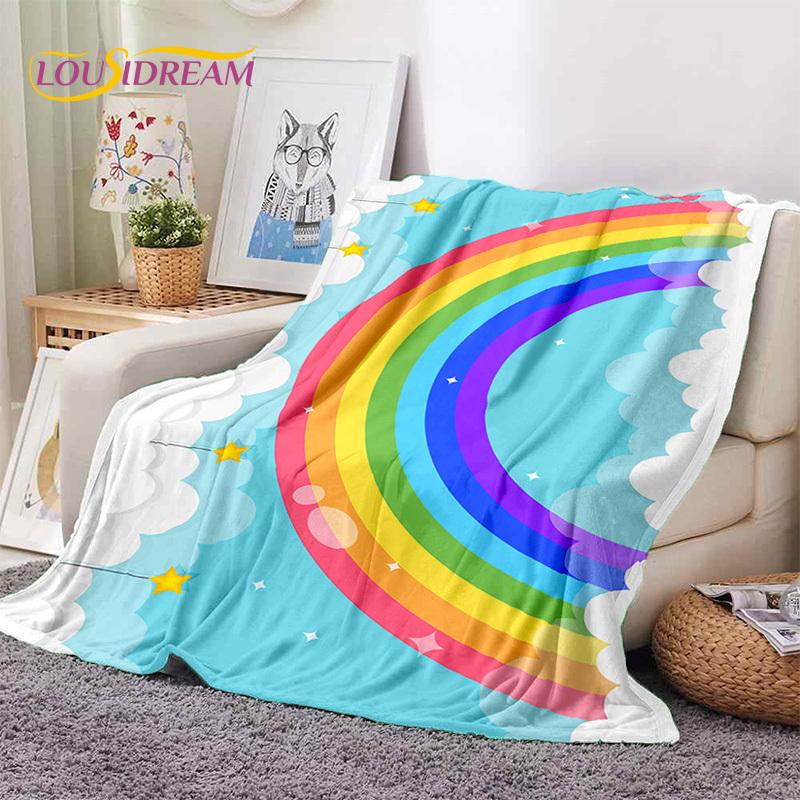 Rainbow Colour Illusion Cartoon Soft Flannel Blankets,Throw Blanket Comfortable Blanket for Picnic Beds Sofa Home Bedroom Gifts