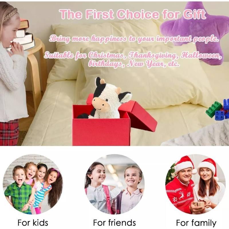 Adorable Smiling Black And White Cow Plush Toy Soft Stuffed Animal Doll Gift