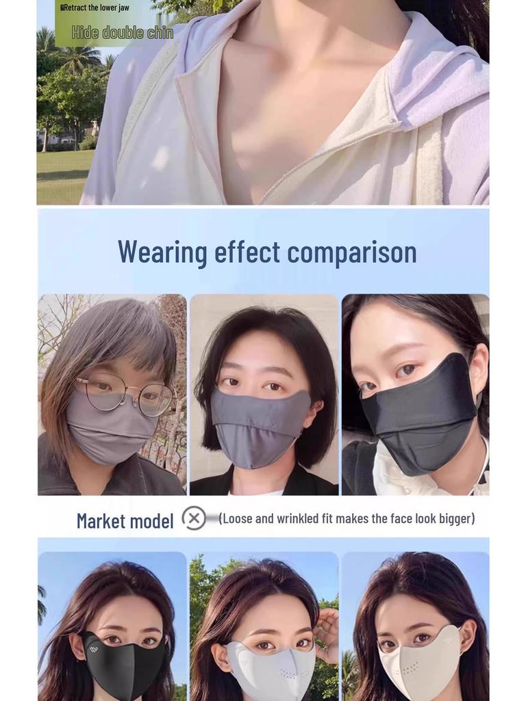 Hochwertiger UV-Schutz Eisseide 3D Atmungsaktive Sonnencreme Gesichtsmaske