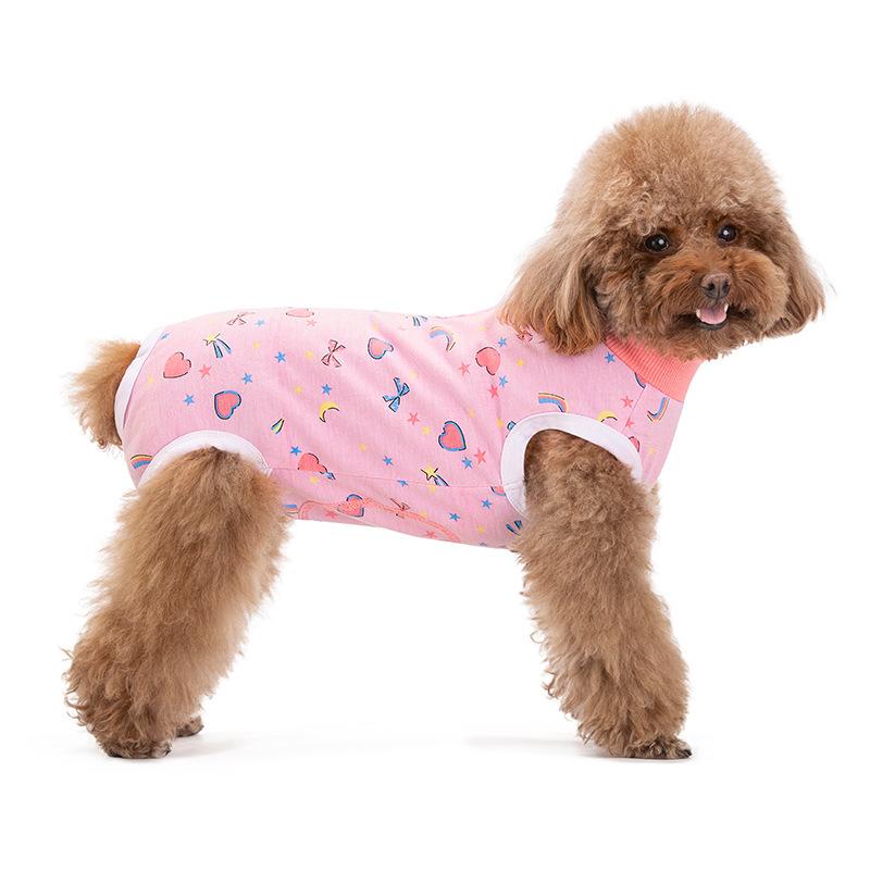 Dog Clothes Thin Belly Protector Vest Wrap Tummy Cooler Free Striped Shirt Back Button Bitch Spaying Weaning