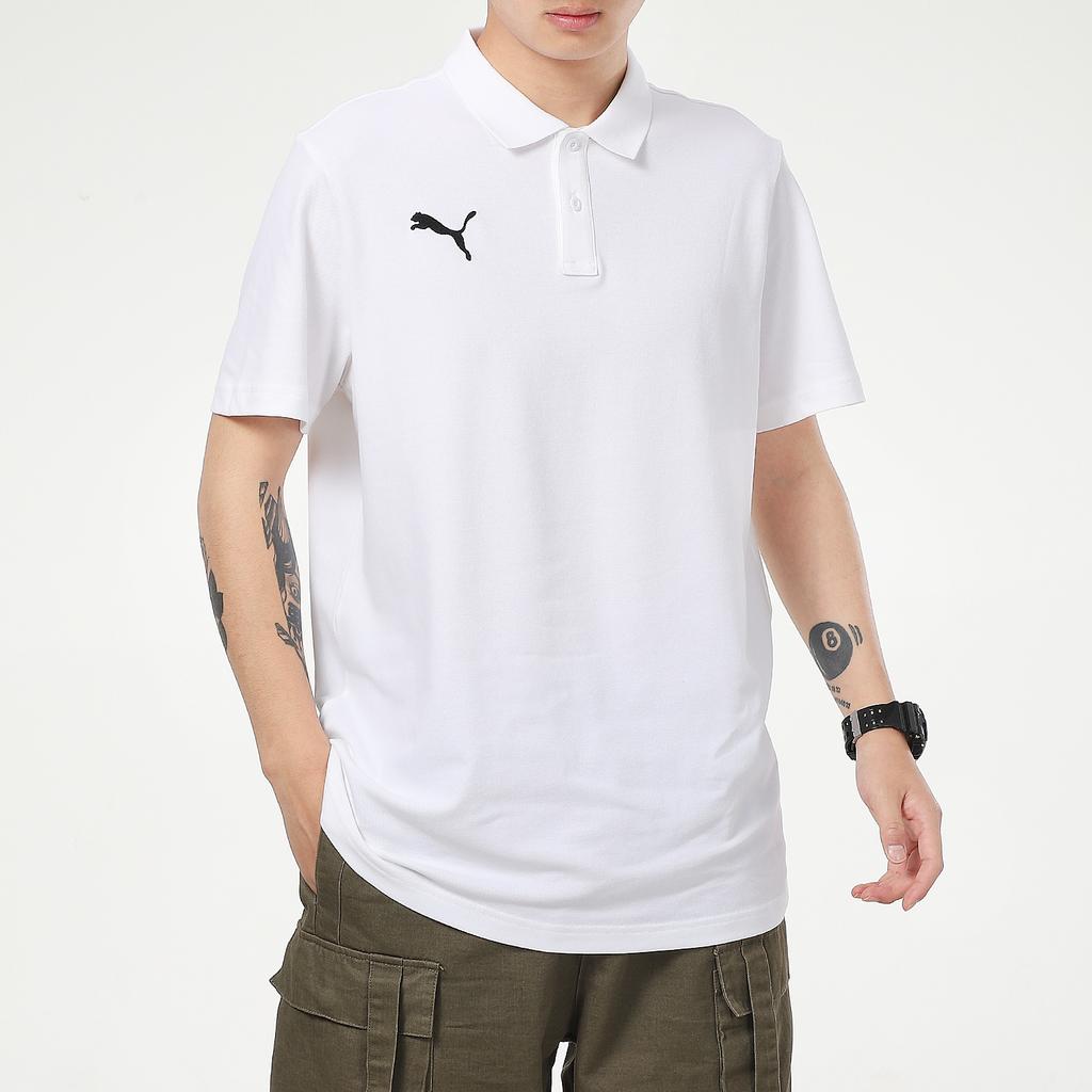 Puma Solid Color Casual Short Sleeve Polo Shirt Men Tops White 656579-04