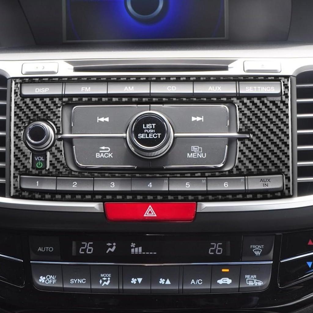 Carbon Fiber Decorative Stickers Car Central Control CD Radio Buttons Konb Media Panel Frame Car Interior Compatible with Honda Accord 2013 2014 2015