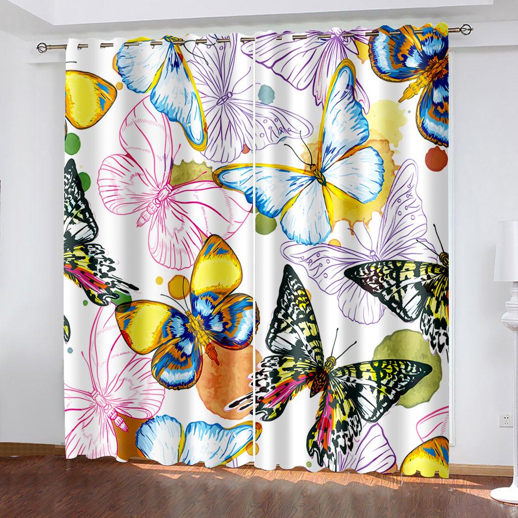 

3D цифровая печать бабочка цветок тростник виноградная лоза занавеска для детей взрослых комната спальня занавески на окна для детей Cortinas W50H60(CM)x2PCS&Grommet Top