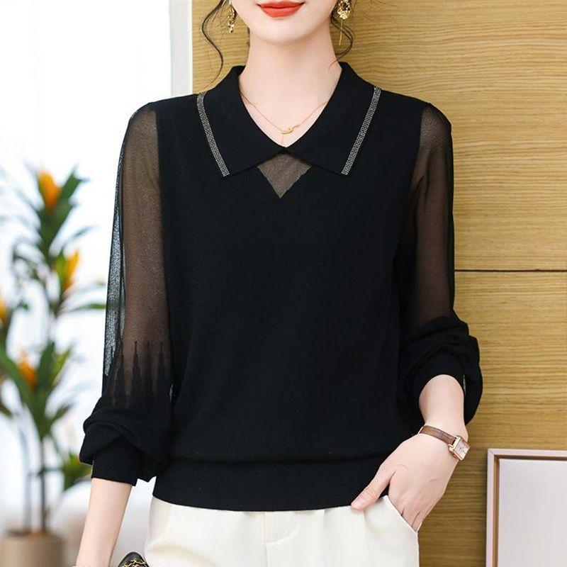 New spring and autumn women's fat mm belly-covering and thin top, loose ice silk knitted bottoming shirt