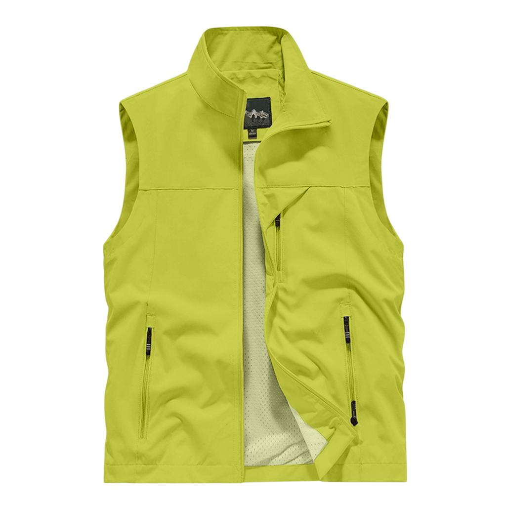 Men's Summer Multi-Functional Pocket Fishing And Hiking Vest: Lightweight Sleeveless Stand-Up Collar Jacket