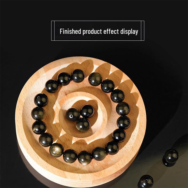 Obsidian Beads Pixiu Bracelet with Gold & Silver Sheen – DIY Jewelry Accessory