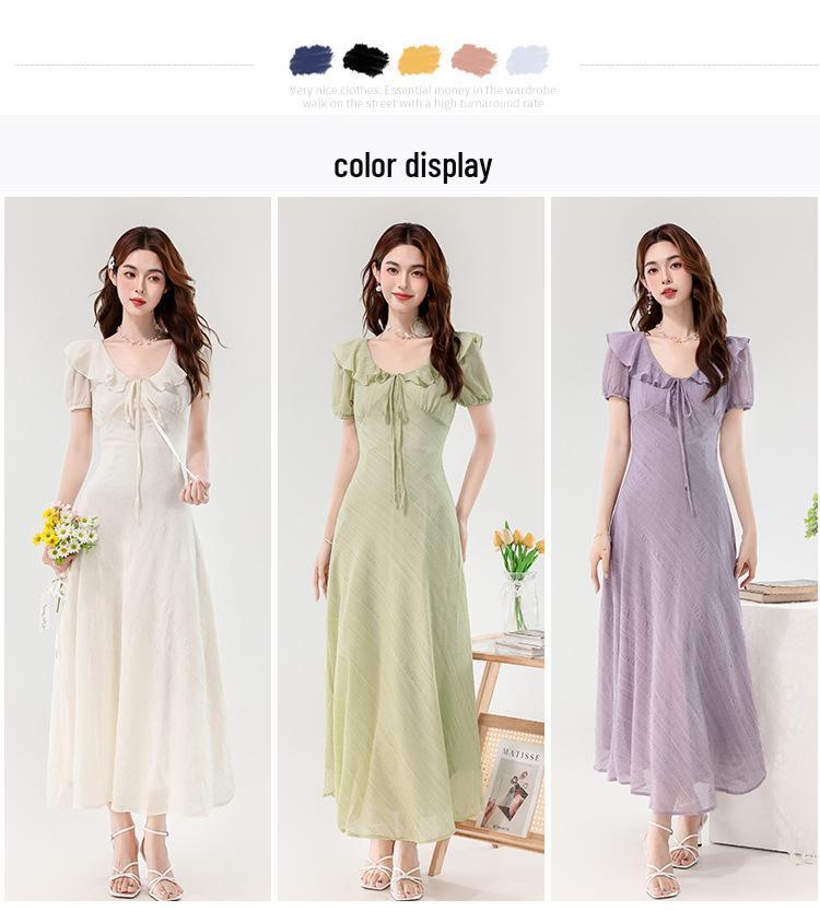 Elegant French Ruffle Dress - Slim-Fit Waist-Cinching Summer Style for Women