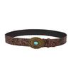 Simulation Fashion Gemstone And Metal Buckle Decor Flower Pattern Women Belt
