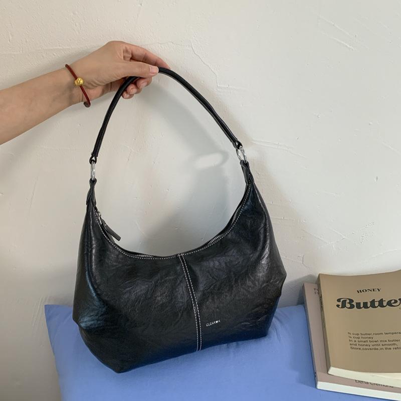 2025 New Fashionable Solid Color Casual Simple Commuting Large Capacity Shoulder Bag Messenger Bag Underarm Bag Shopping Bag