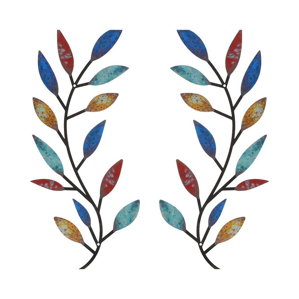 Metal Wrought Iron Leaf Wall Decoration, Vine Olive Branch And Leaf Wall, Living Room Outdoor Decoration Botanical Pattern Home Decoration Plaque
