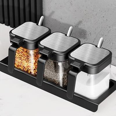 4 Stuks met Lepel Kruidenbox Set Glazen Zoutstrooier Fles Mode Kruidenpotjes Keukengadgets