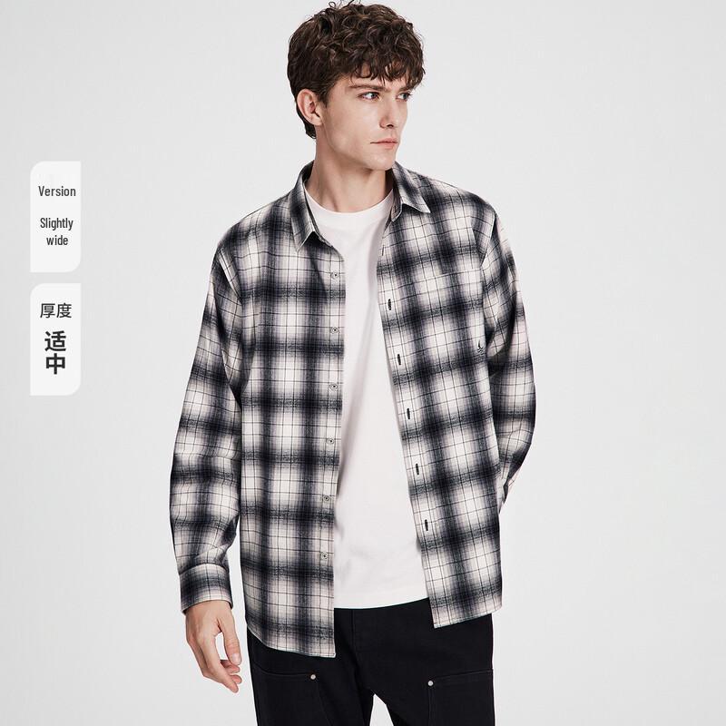 Navigare Men's Plaid Antibacterial Cotton Long-Sleeve Shirt