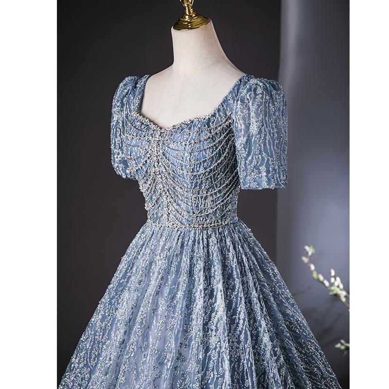 Haute couture evening dress host sequins 1011 new annual meeting dress temperament high-end light luxury art test performance clothes