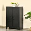 Filing Cabinet Metal Cabinet with Magnetic Louvre Double Door Adjustable Shelf Storage Cabinet for Study Living Room 75 x 33 x 110 cm Black