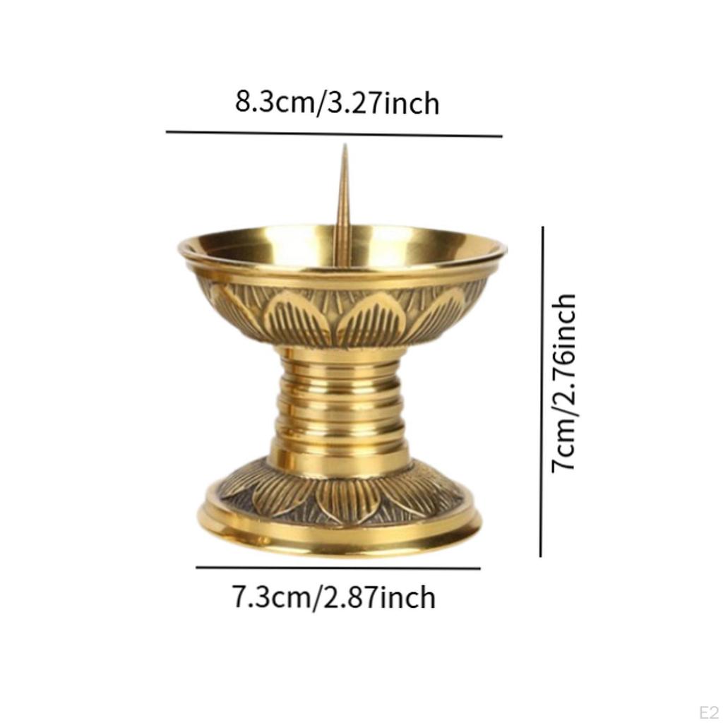 2 Pieces Brass Candlestick Holders Table Centerpiece Mini 7cm Height Lotus Shape Golden for Pillar
