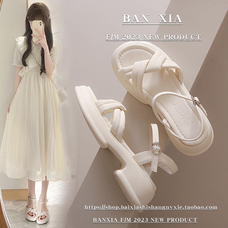 Fashion French Fairy Wind Slope Heel Sandals Female 2025 Summer New Platform Fashion Casual Womens Shoes Sandalias Para Mujeres