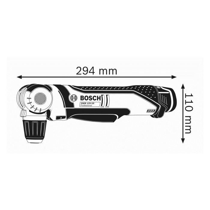 Perceuse d'angle 12V - BOSCH - GWB 12V-10 - Tete orientable - Confort d'utilisation - Compatible 12V