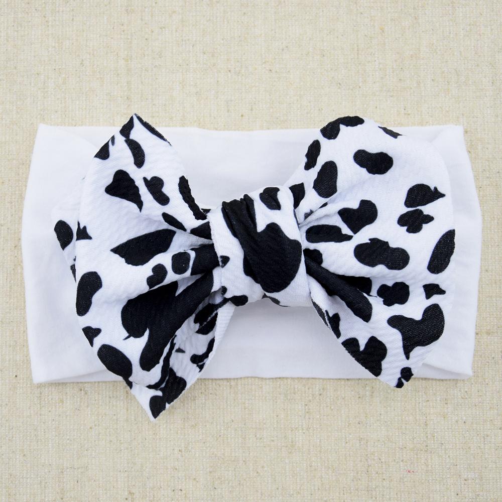 Children'S Printed Large Bow Nylon Headband Soft Elastic Hair Accessories Baby Headgear Baby Stockings Headband