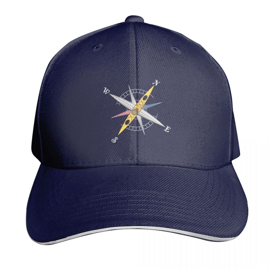 Cooles Kajakdesign mit Windrose und gelbem Kajak Baseballkappe Hip Hop Neu im Sortiment Hut Geburtstag Unisex Kappen Damen