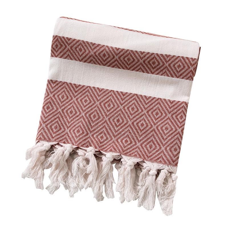 100% Cotton Striped Tassel Beach Towel - 30 Color Options