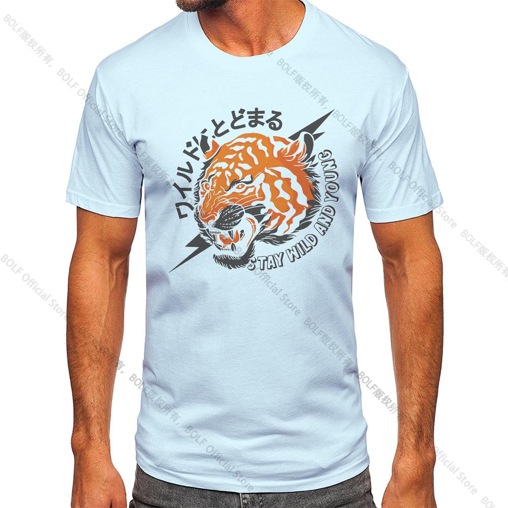 Men's Tiger Printed Vintage T-shirt Sport 100% Cotton Funny Tees for Men Women Sportswear Tops