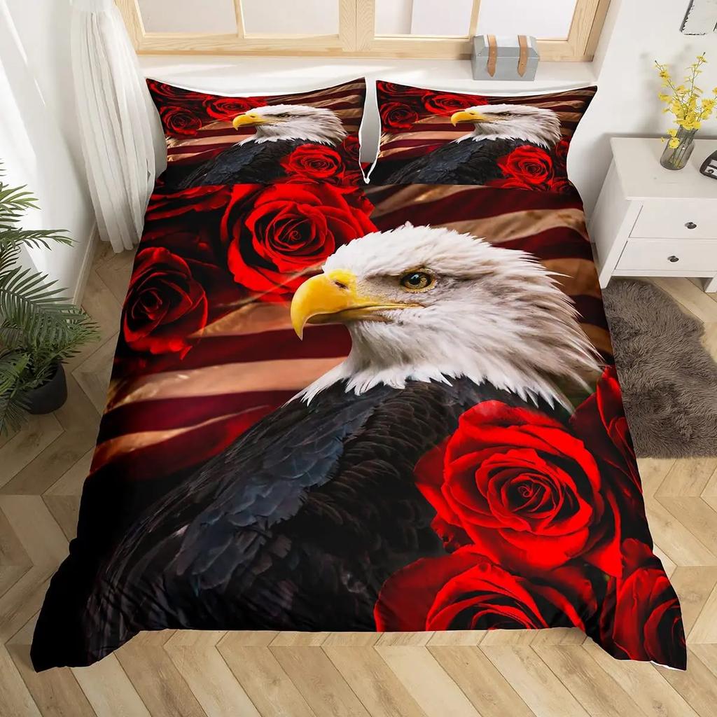 Comforter Eagle Wild Animal Pattern Polyester Comforter King Queen Full Twin Size For Kids Teens Adults Bedding Set