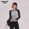 TonLion Women's Slim Fit Colorblock Long Sleeve Crew Neck T-Shirt