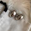 Punk Fashion Metal Smooth Big Oval Stud Earrings for Women Exaggerated Hollow Ball Geometric Drop Earring Jewelry Gift