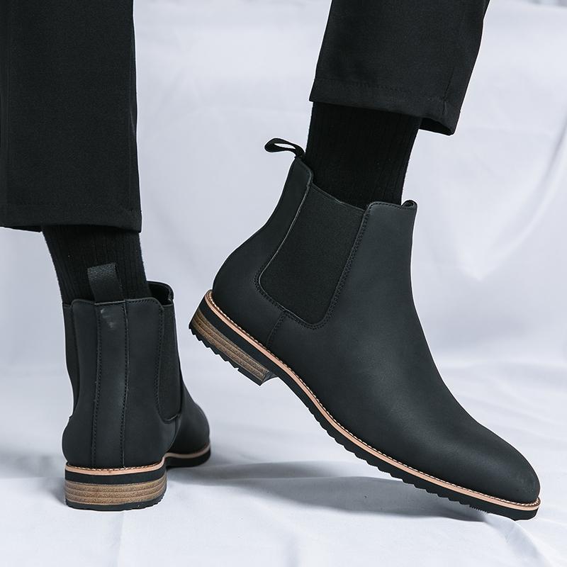 Fashion New Men's Pointed Brown Black Chelsea Ankle Boots British Designer Botas Trend Casual Luxury High-tops Punk Rock Shoes