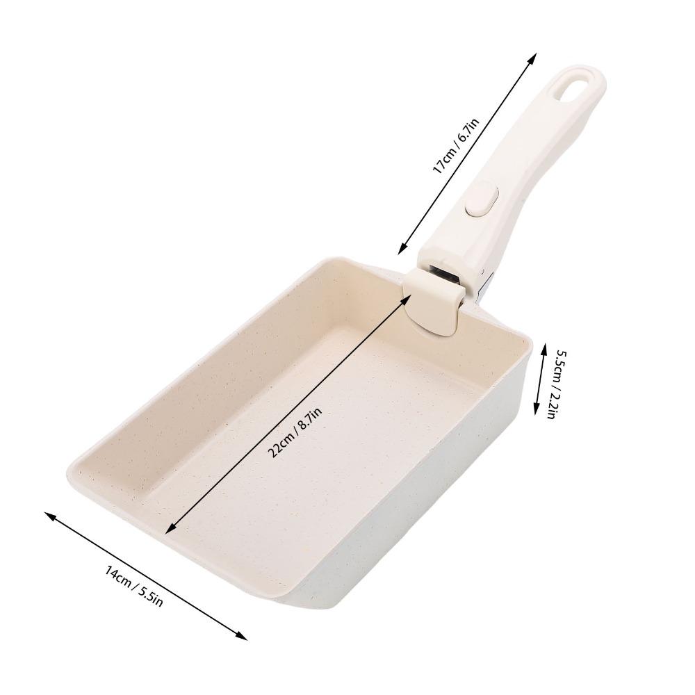 Non Stick Coating Omelette Pan Beige Black Egg Roll Skillet Tamagoyaki Pan Home Cooking Camping